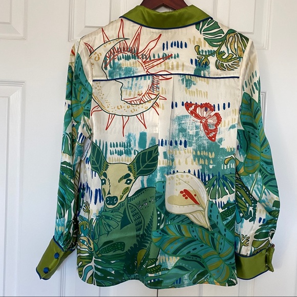 leo lin tropical silk pyjama top - Picture 4 of 12
